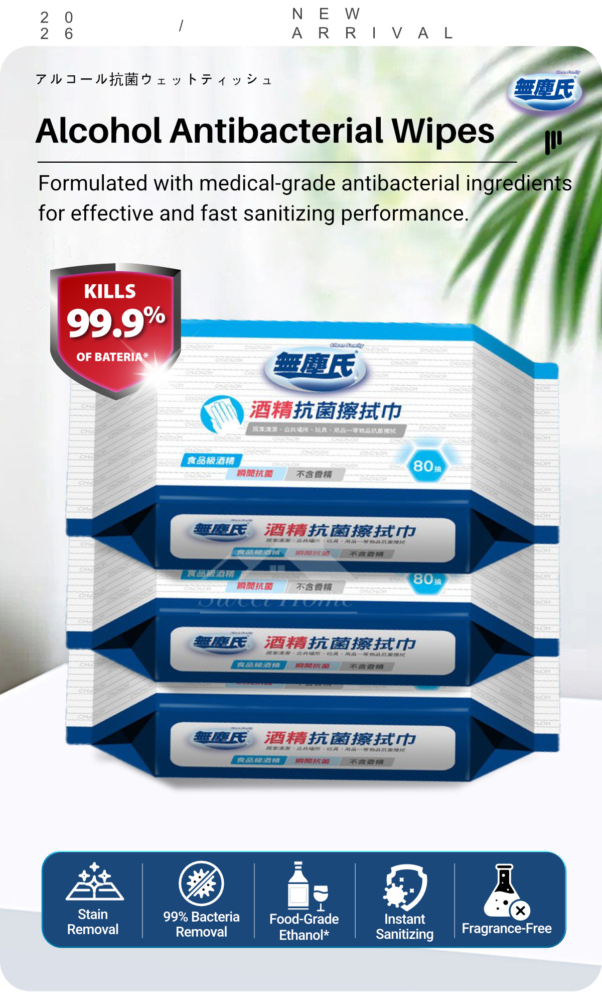 Clean Family-Alcohol Antibacterial Wipes-1
